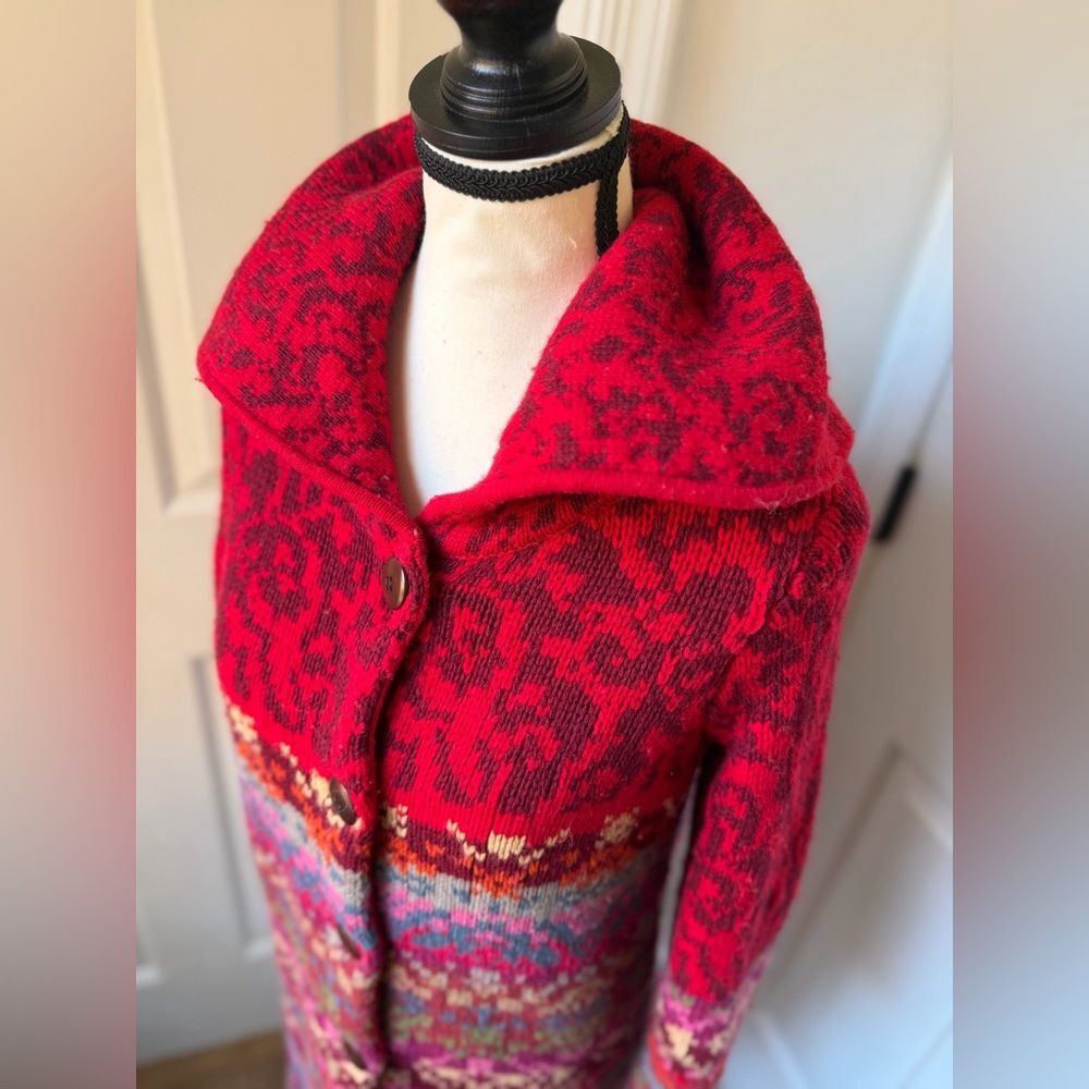 Sundance Fair Isle Lambswool Cardigan Sweater Coat Small Petite - Picture 2 of 4